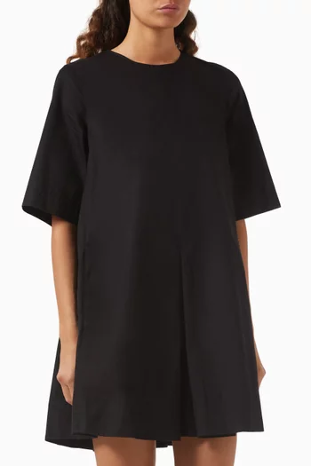 Pleated Cotton Mini Dress