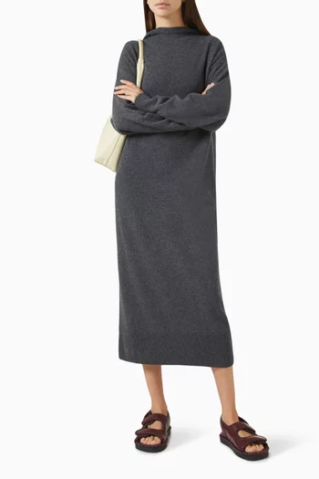 Hooded Merino Wool Maxi Dress