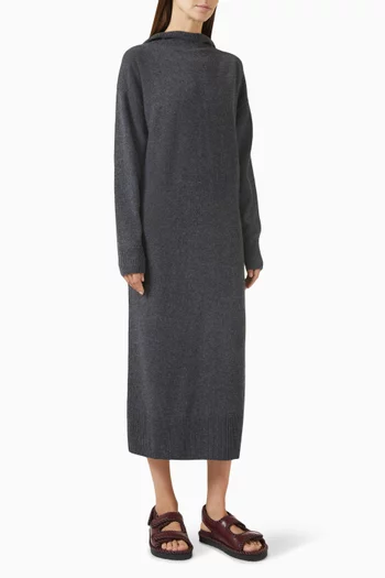 Hooded Merino Wool Maxi Dress