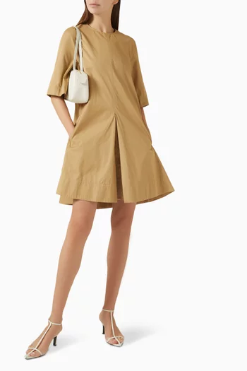 Pleated Cotton Mini Dress