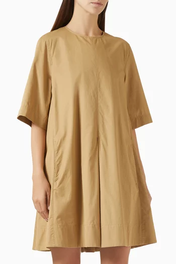 Pleated Cotton Mini Dress