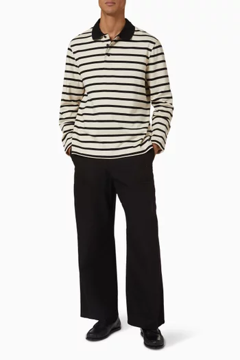 Wide-Leg Cotton Utility Trousers