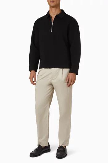 Relaxed-fit Pleated Cotton Tapered Trousers