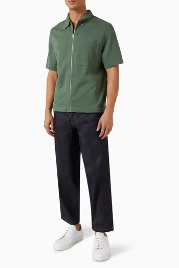 Jersey Short-Sleeved Zip-Up Shirt