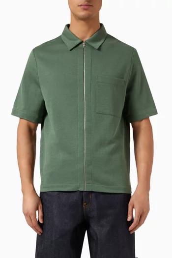 Jersey Short-Sleeved Zip-Up Shirt