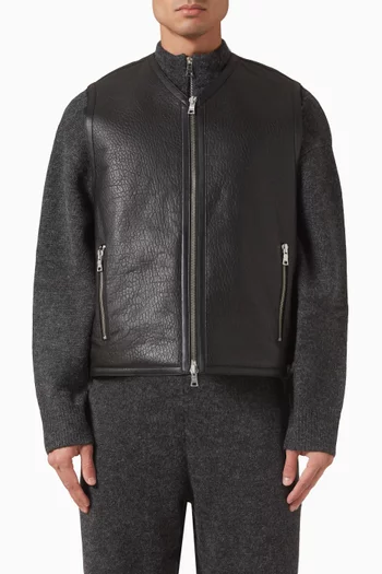 Zip-up Vest in Lamb Leather