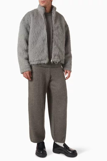 Track Jacket in Faux Alpaca