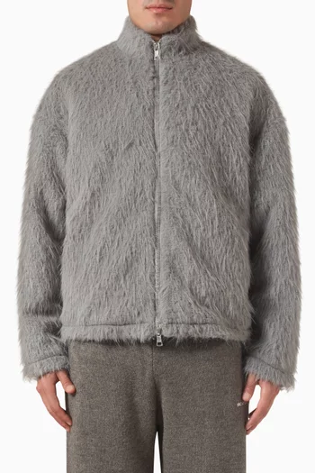 Track Jacket in Faux Alpaca
