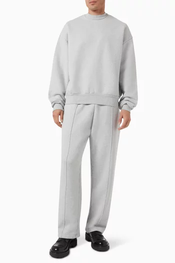 Wide-leg Joggers in Loopback Cotton
