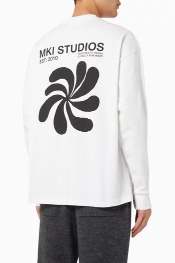 Abstract Long-sleeve T-shirt in Cotton