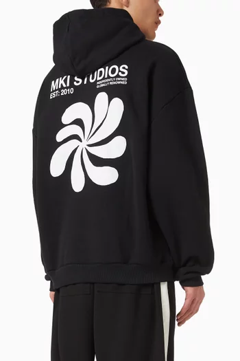 Abstract Oversized Hoodie in Loopback-cotton