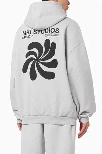 Abstract Oversized Hoodie in Loopback-cotton