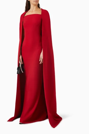 Cinza Caped Back Gown in Crepe