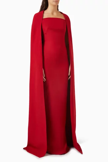 Cinza Caped Back Gown in Crepe