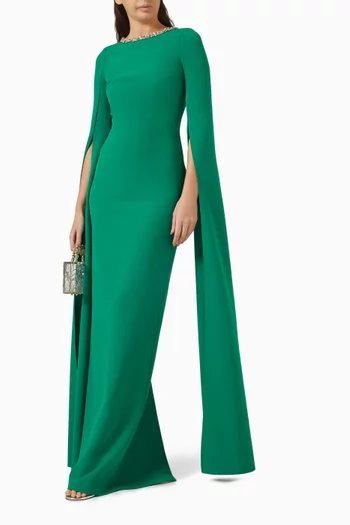 Talina Crystal-embellished Gown in Heavy Crepe