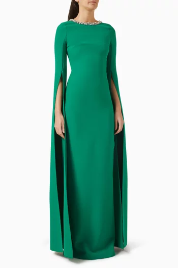Talina Crystal-embellished Gown in Heavy Crepe