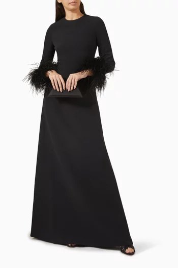Renalla Feather-trimmed Gown in Crepe
