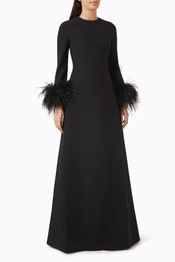 Renalla Feather-trimmed Gown in Crepe