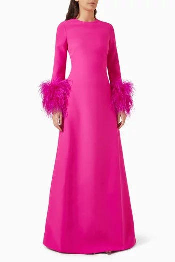 Renalla Feather-trimmed Gown in Crepe