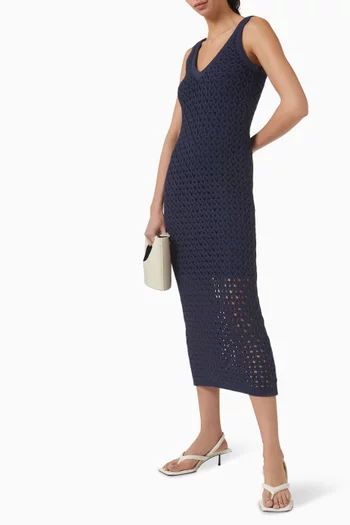 Kayla Crochet Midi Dress in Cotton
