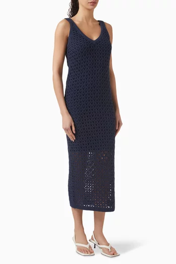 Kayla Crochet Midi Dress in Cotton