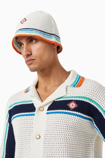 Stripe Crochet Bucket Hat in Cotton