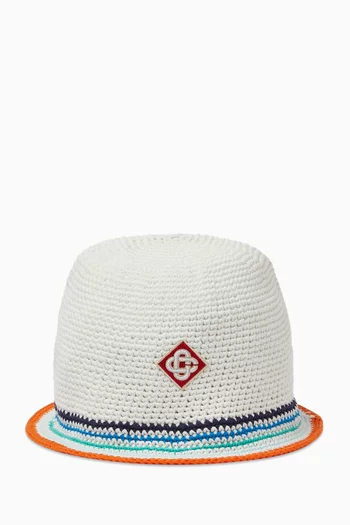 Stripe Crochet Bucket Hat in Cotton