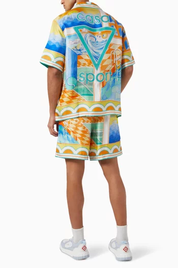 Surreal Pool Beach Club Shirt in Silk-twill