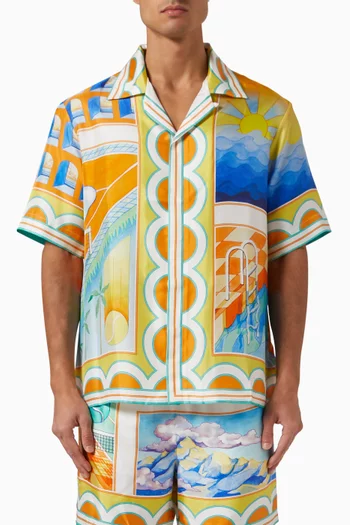 Surreal Pool Beach Club Shirt in Silk-twill