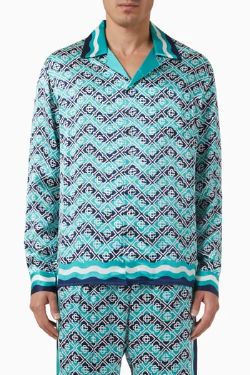 Monogram Wave Shirt in Silk