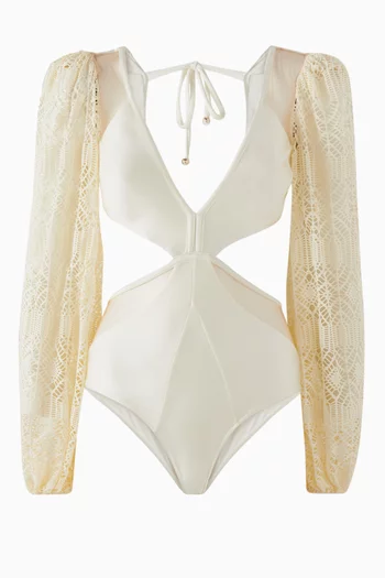 x Camila Coelho Jersey Sands Netted One-piece Swimsuit