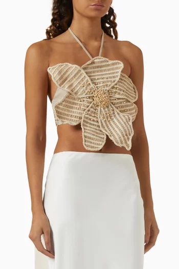 Bead-embellished Top in Candy Linen