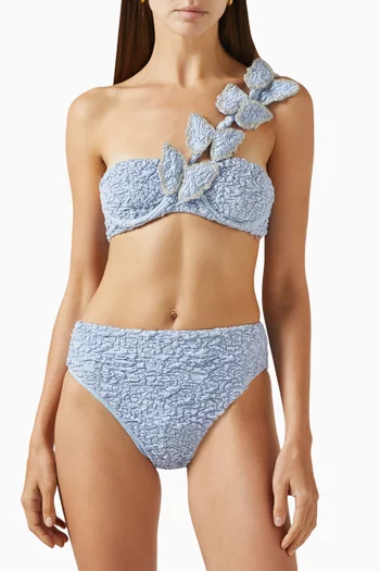 Papillon One-shoulder Bikini Top in Jacquard