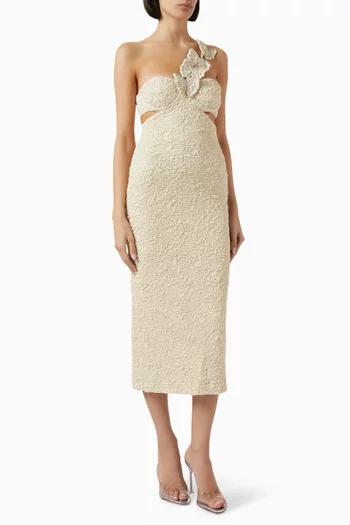 Papillon One-shoulder Midi Dress in Jacquard