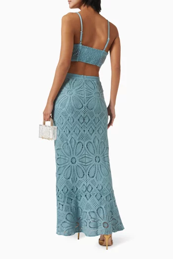 x Camila Coelho Crochet Embroidered Midi Dress