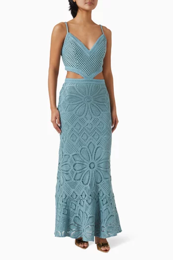 x Camila Coelho Crochet Embroidered Midi Dress