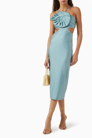 Seashell Cut-out Midi Dress in Lycra