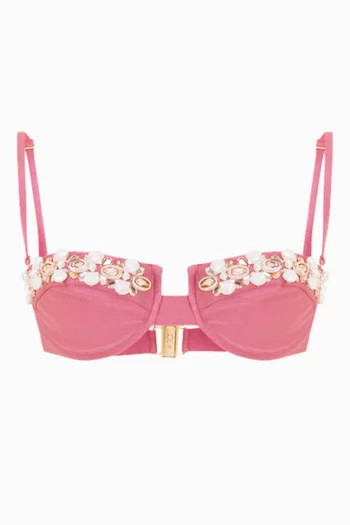 Seashell Embroidered Bikini Top in Lycra