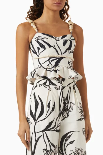 Iris Peplum Top in Cotton Blend