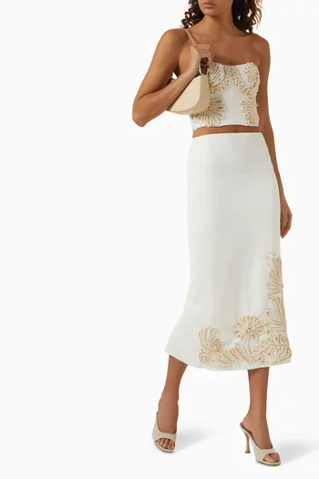 Dune Knit Midi Skirt in Stretch Nylon