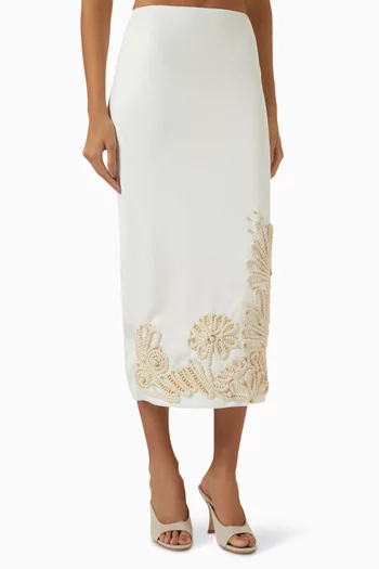 Dune Knit Midi Skirt in Stretch Nylon