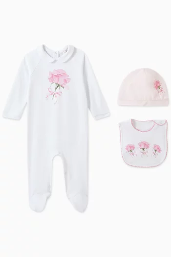 Floral-print Three-piece Gift Set in Cotton