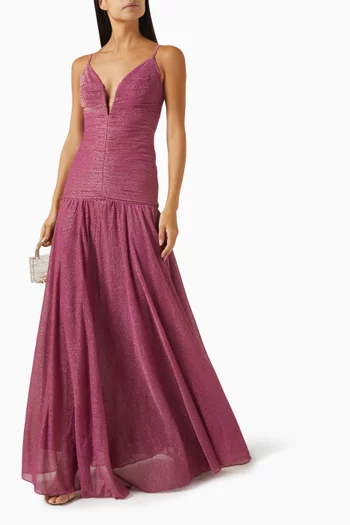 Plunge-neck Gown in Viscose Blend