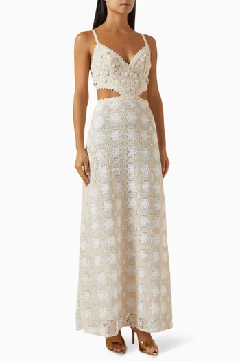 Crochet Cut-out Maxi Dress in Cotton