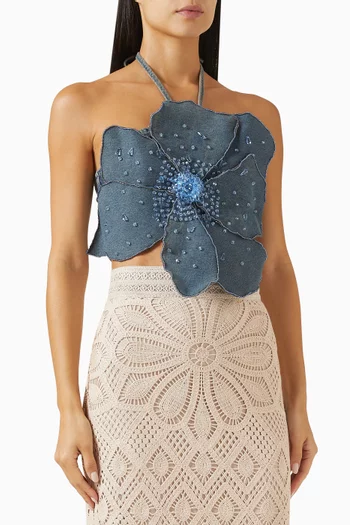 Flower Top in Nostalgic Sky Denim