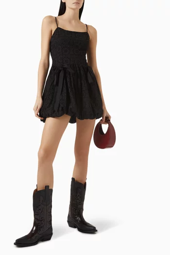 Penelope Embroidered Bubble-hem Mini Dress