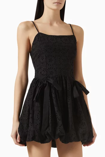 Penelope Embroidered Bubble-hem Mini Dress