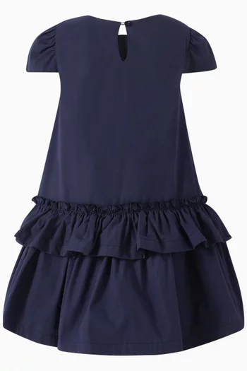 A-line Ruffle Dress in Cotton Poplin