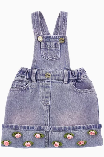 Rose-applique Dungarees in Denim
