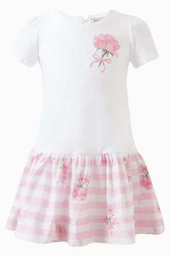 Low-waist Floral Dress in Organic Cotton